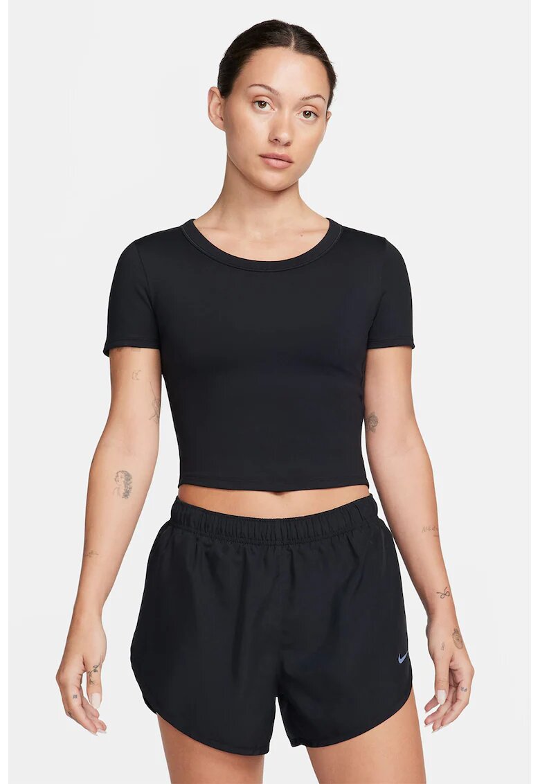 Nike Tricou crop cu tehnologie Dri-Fit - pentru fitness - Negru