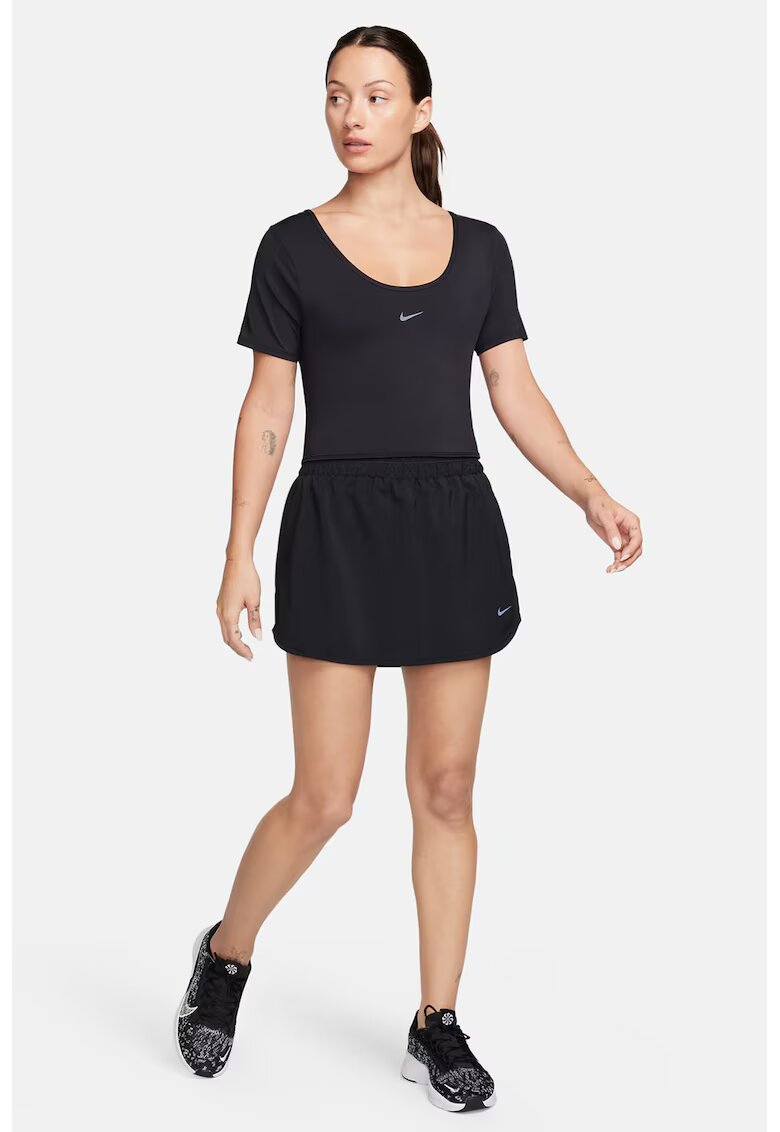 Nike Tricou crop cu tehnologie Dri-FIT si decupaj pe spate pentru fitness Classic - Negru