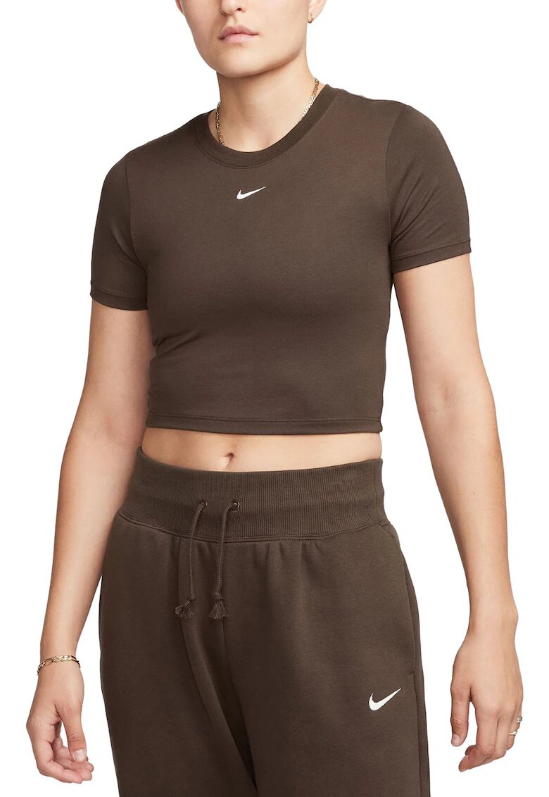 Nike Tricou crop din amestec de modal - Maro