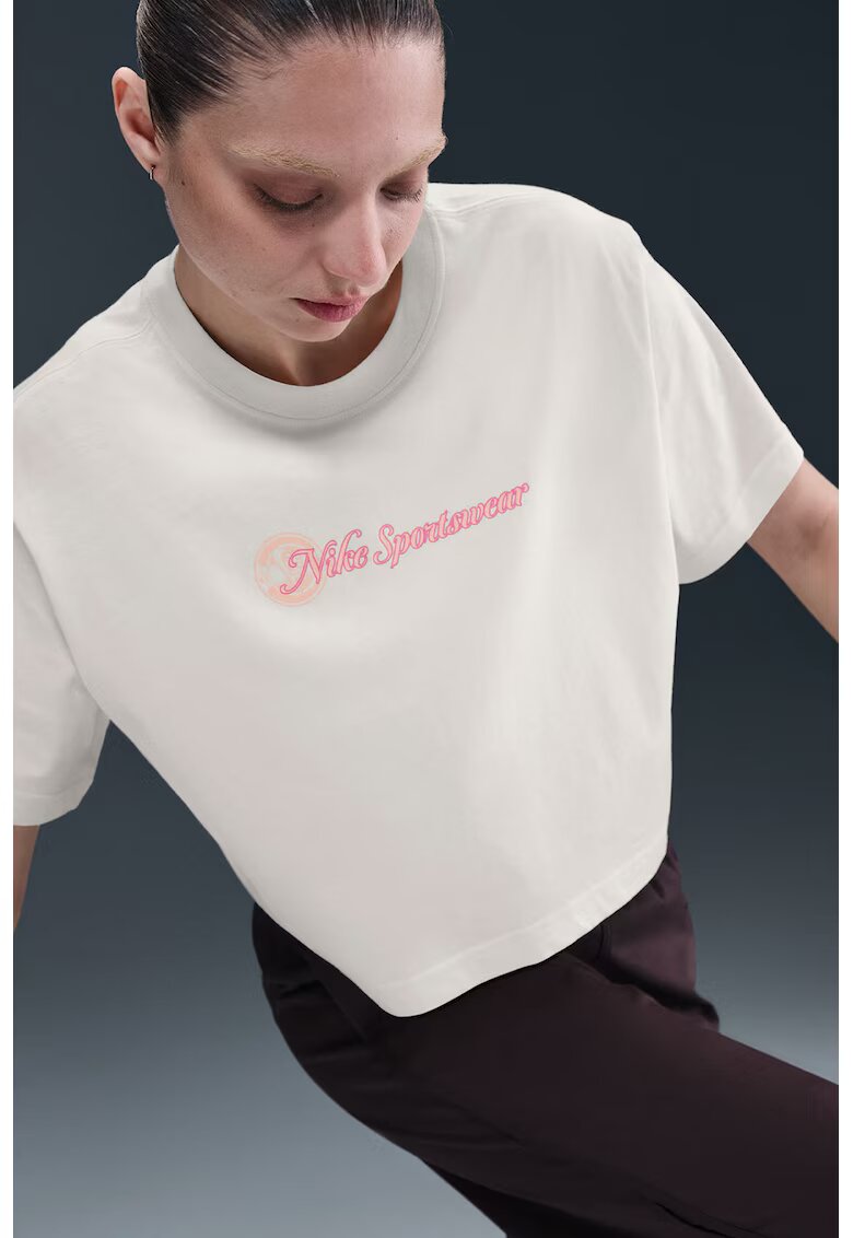 Nike Tricou crop din bumbac Club - Alb fildes