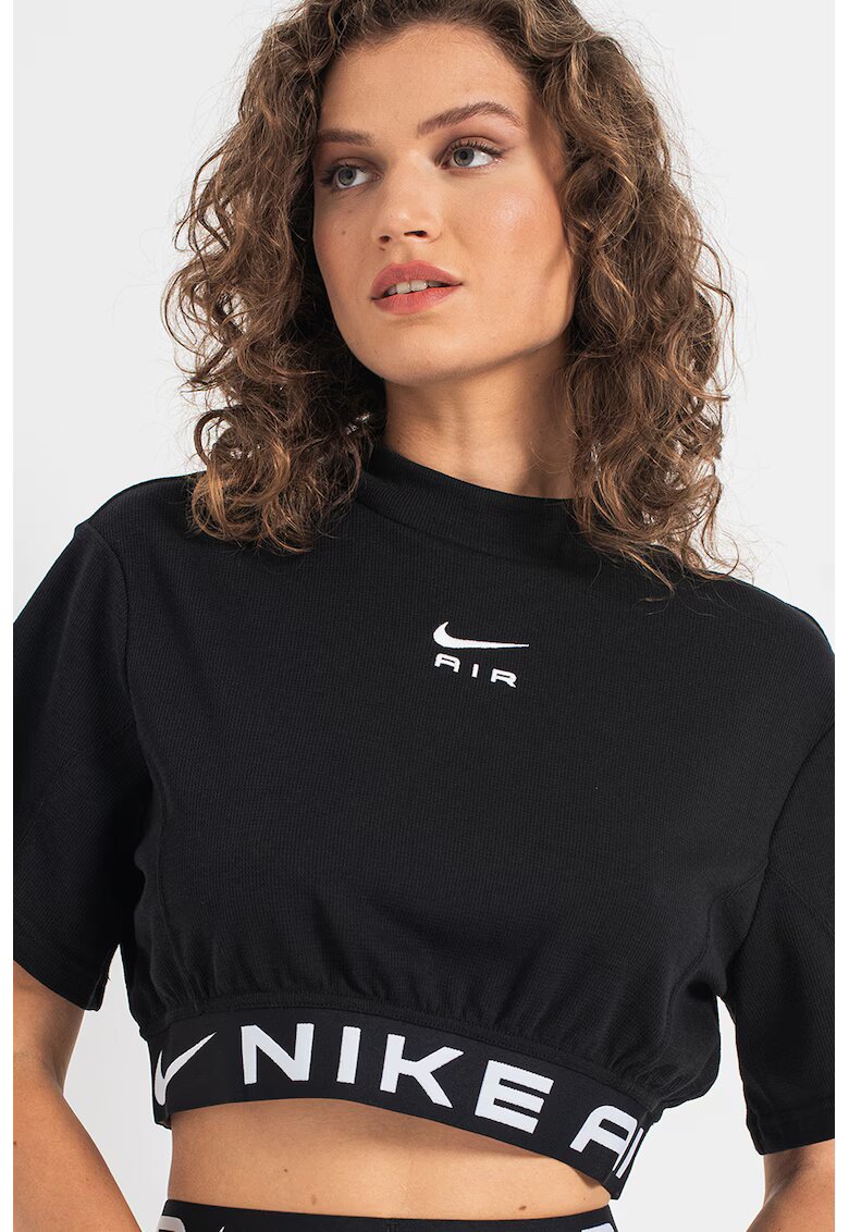 Nike Tricou crop lejer cu logo - Negru