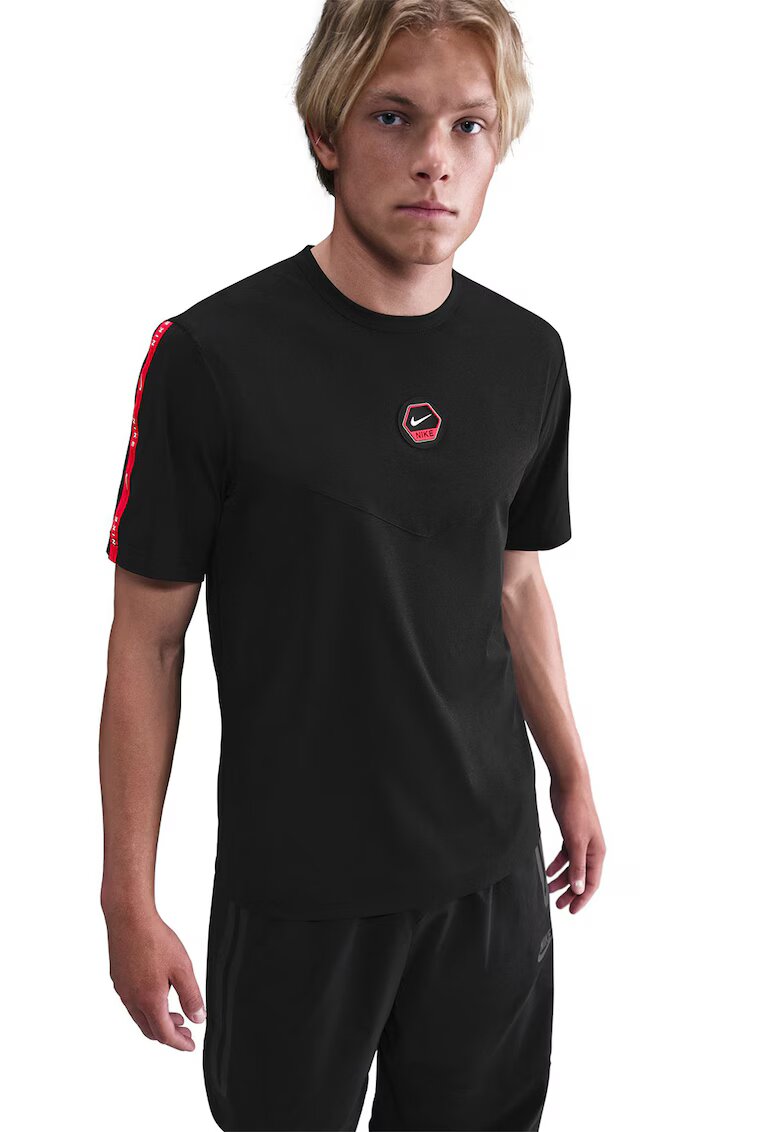 Nike Tricou cu decolteu la baza gatului si detaliu logo - Negru