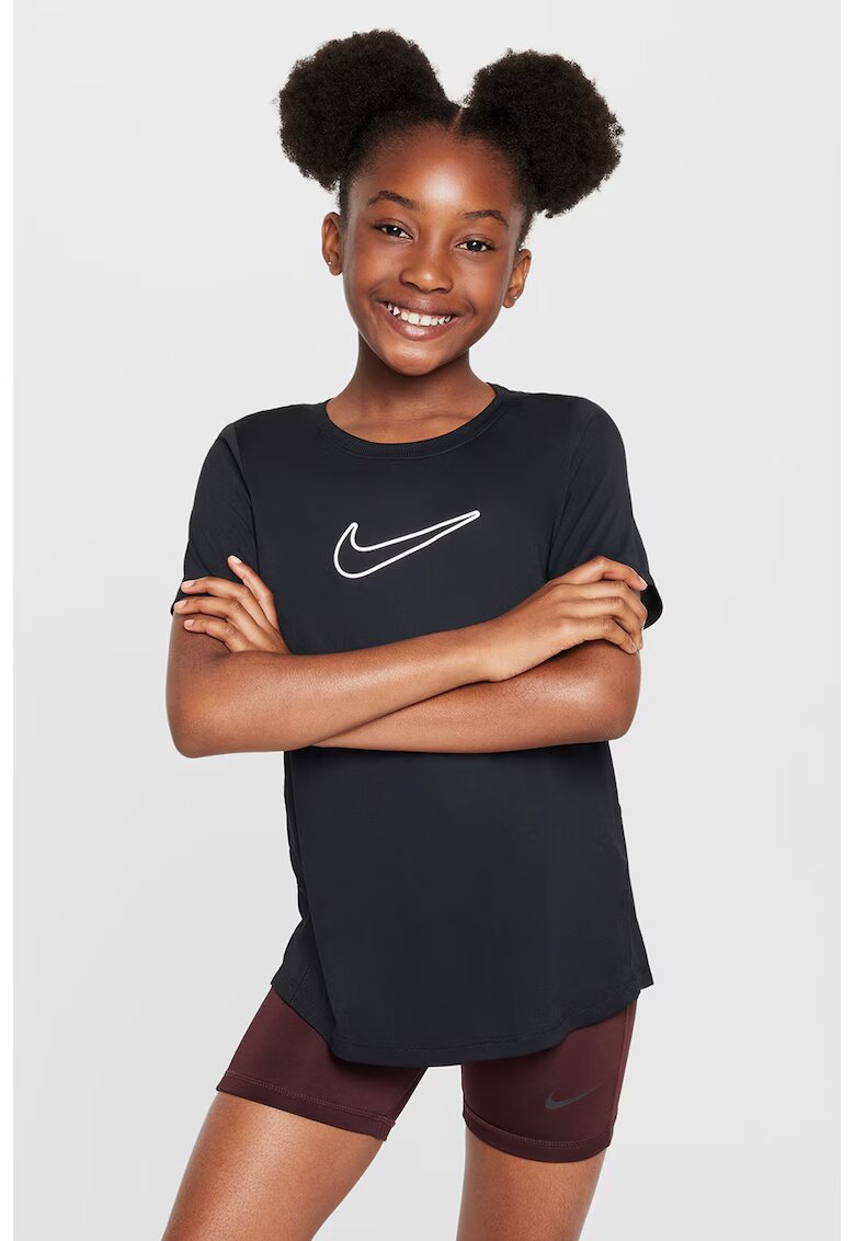 Nike Tricou cu decolteu la baza gatului si imprimeu logo - Negru/Alb optic