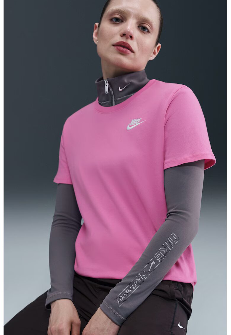 Nike Tricou cu decolteu la baza gatului Sportswear Club Essentials - Roz deschis