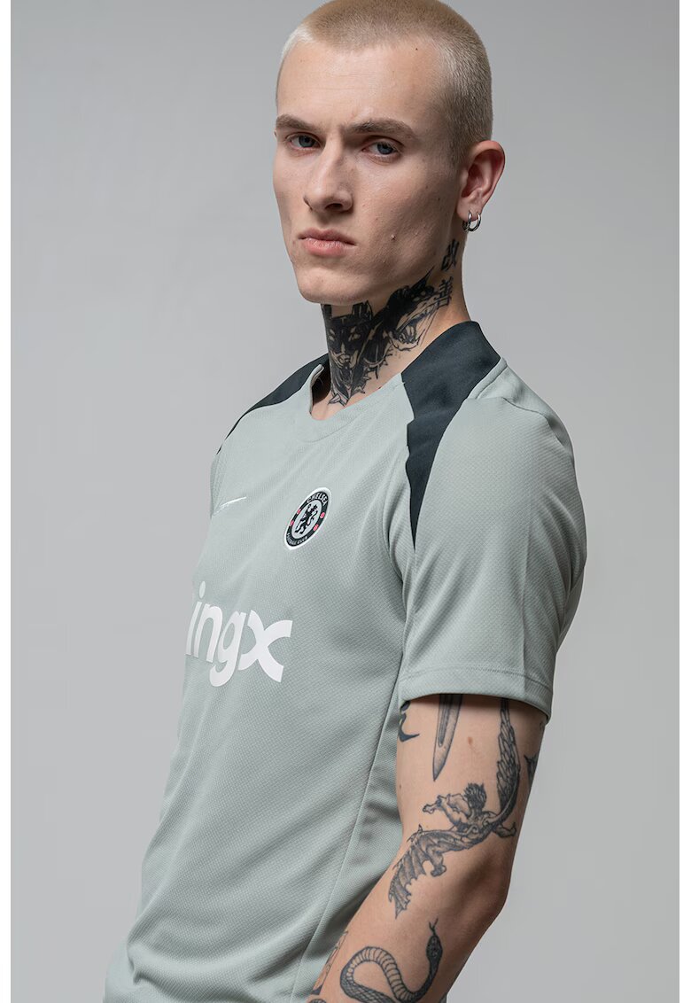 Nike Tricou cu Dri Fit si decolteu la baza gatului pentru fotbal - Alb/Verde pal