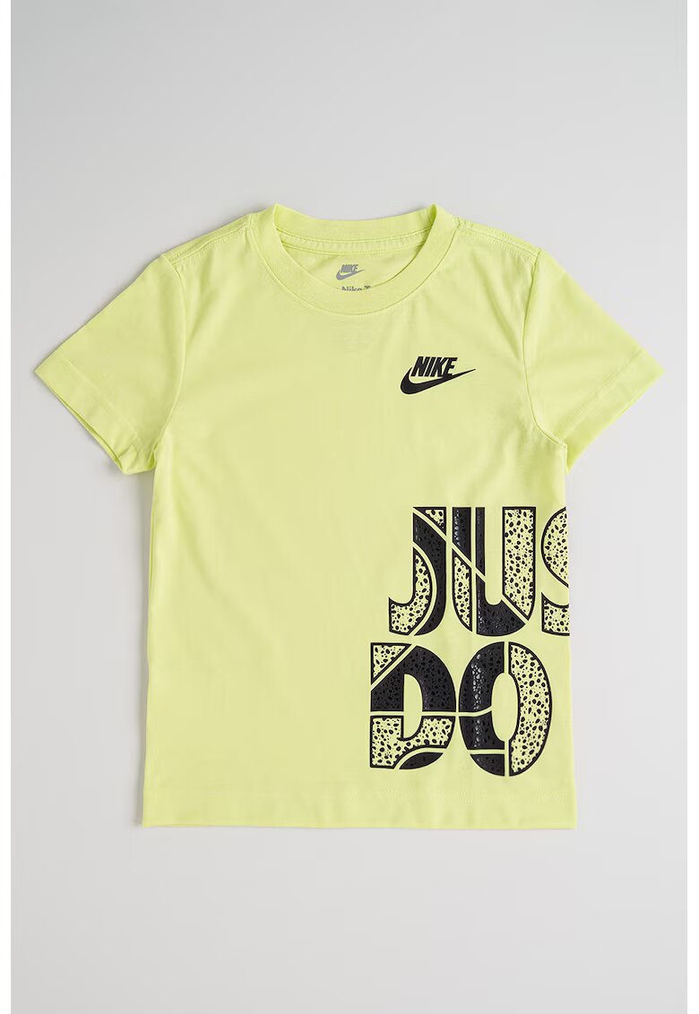 Nike Tricou cu imprimeu logo - Negru/Verde lime