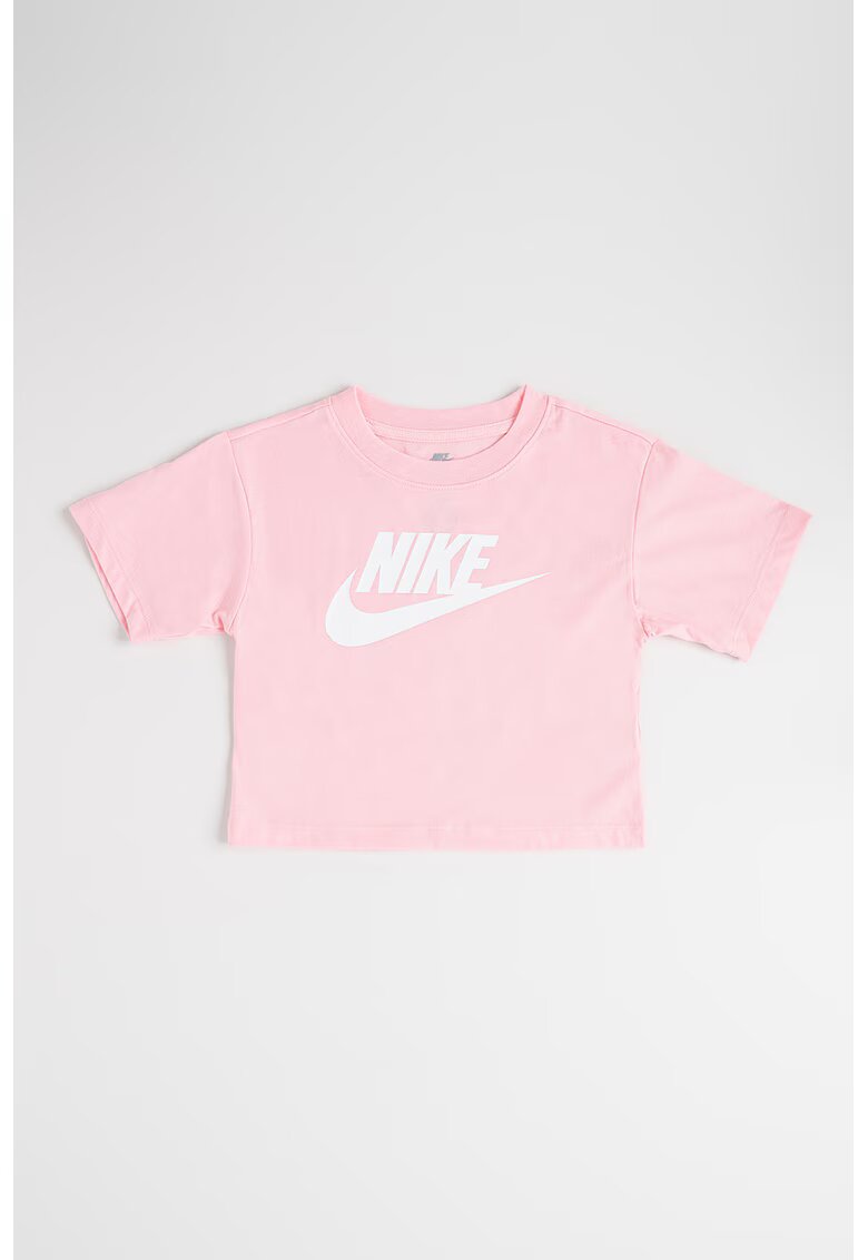 Nike Tricou cu imprimeu logo si decolteu la baza gatului - Alb/Roz pastel