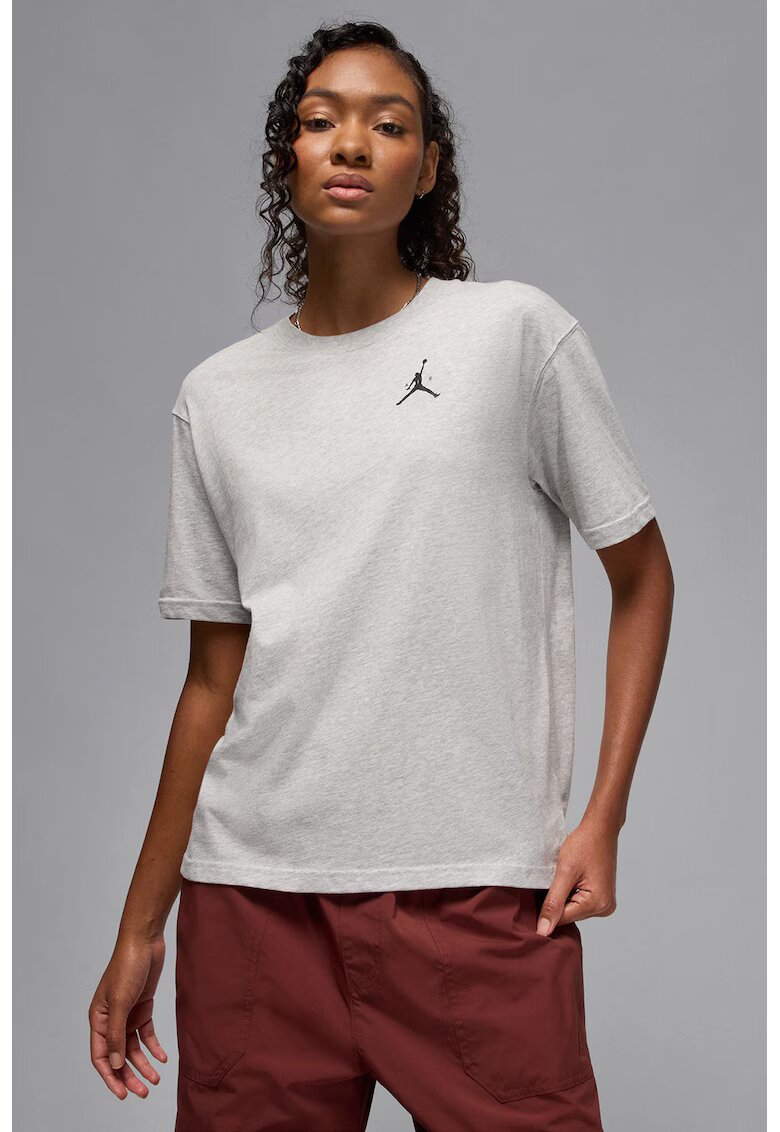 Nike Tricou cu imprimeu logo si decolteu la baza gatului - pentru baschet Jumpman - Gri melange