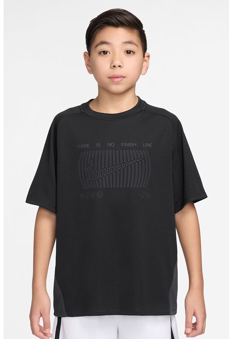 Nike Tricou cu imprimeu logo si tehnologie Dri-Fit pentru fitness - Negru