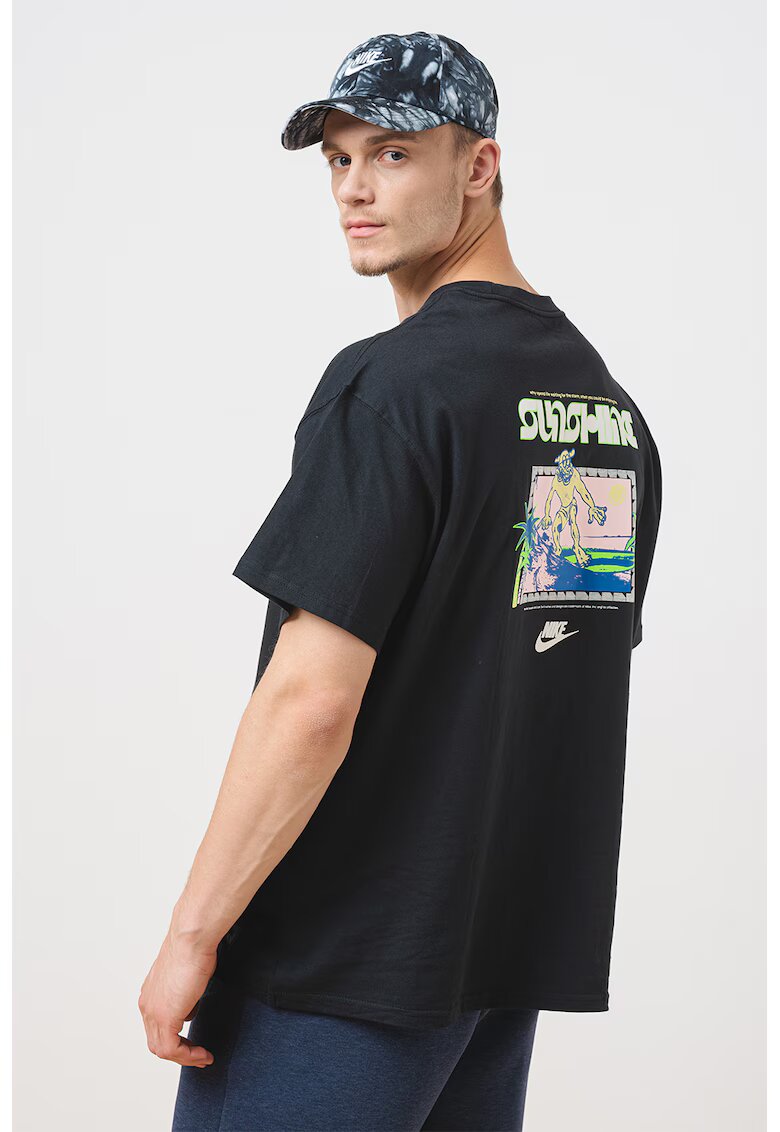 Nike Tricou cu imprimeu pe partea din spate - Negru/Roz/Albastru