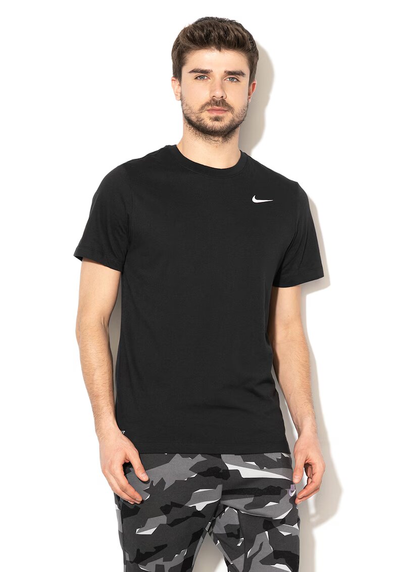 Nike Tricou cu tehnologie Dri-FIT si decolteu la baza gatului - pentru fitness - Alb/Negru