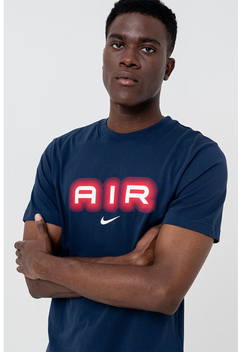 Nike Tricou de bumbac cu imprimeu logo - Rosu/Albastru indigo