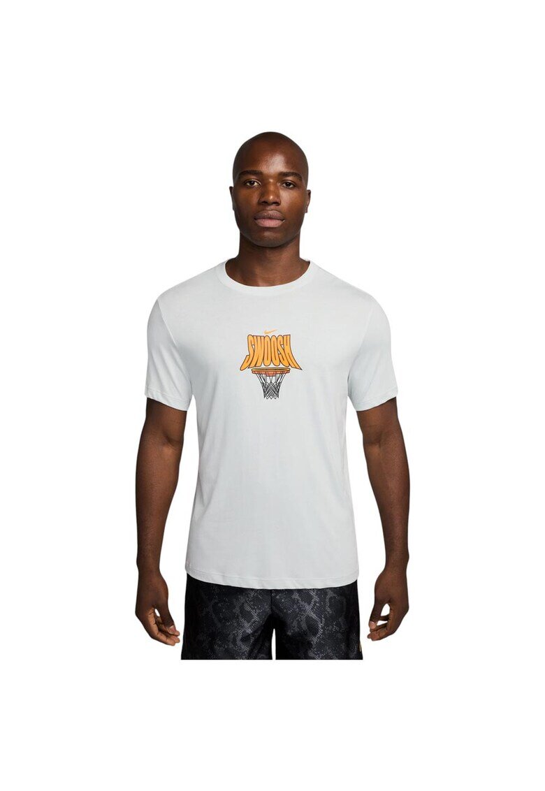 Nike Tricou sport barbati Dri-FIT - usor - respirabil - alb - bumbac si poliester