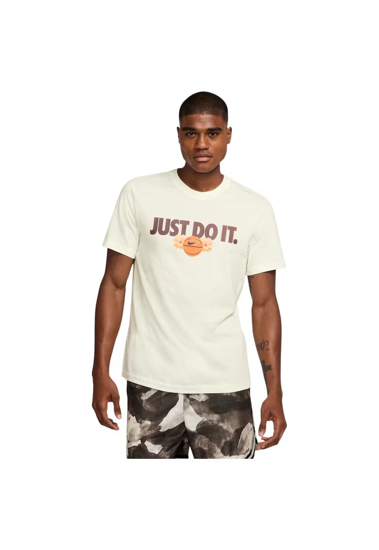 Nike Tricou sport barbati Dri-FIT - usor - respirabil - bumbac si poliester - bej