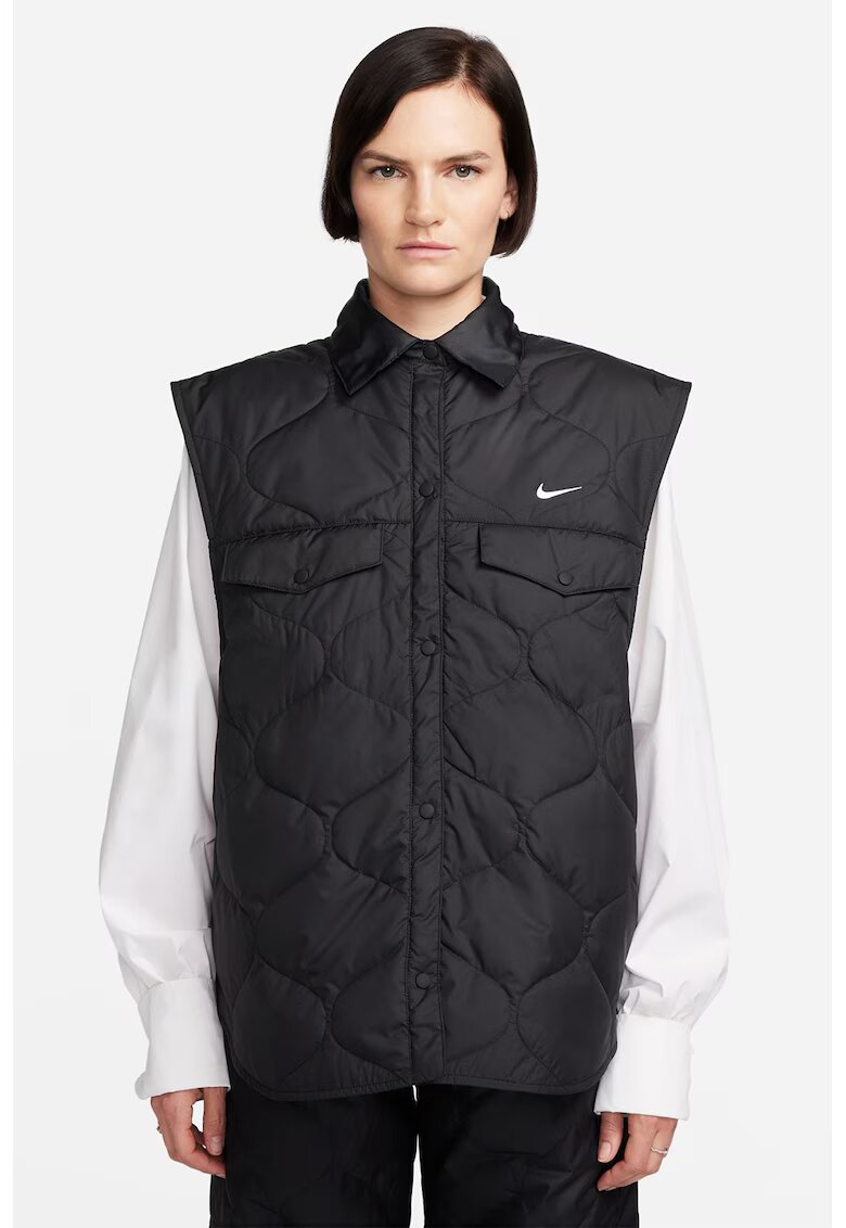 Nike Vesta supradimensionata cu guler ascutit - Negru