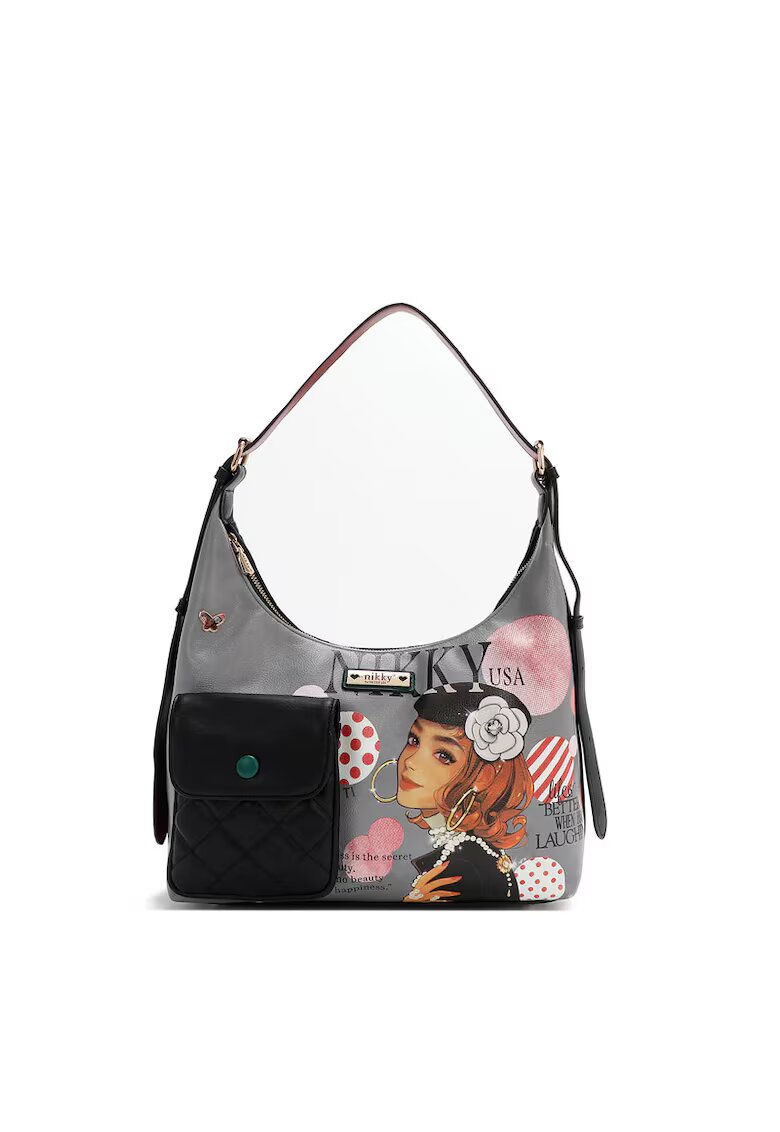 Nikky by Nicole Lee Geanta de umar piele ecologica - buzunar frontal cu buton magnetic - 33x37x9cm