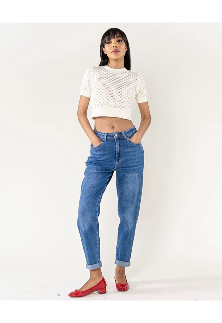 Nina Carter Blugi dama Mom Fit - albastru - Cod P505-52 203 - Albastru inchis