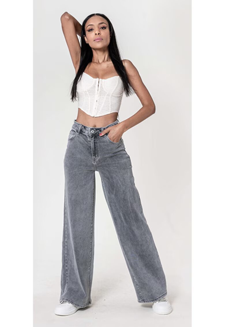 Nina Carter Blugi dama wide leg gri YY300-7 M10 17008 - Gri