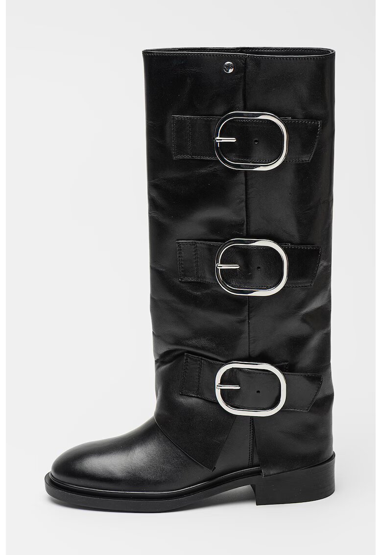 NINE WEST Cizme lungi din piele Mia - Negru