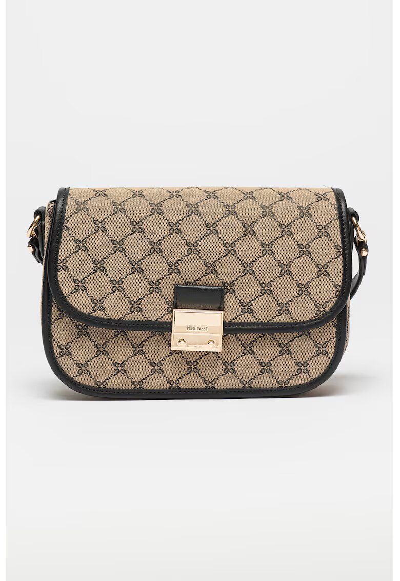 NINE WEST Geanta crossbody cu imprimeu logo Allington - Negru/Verde masliniu