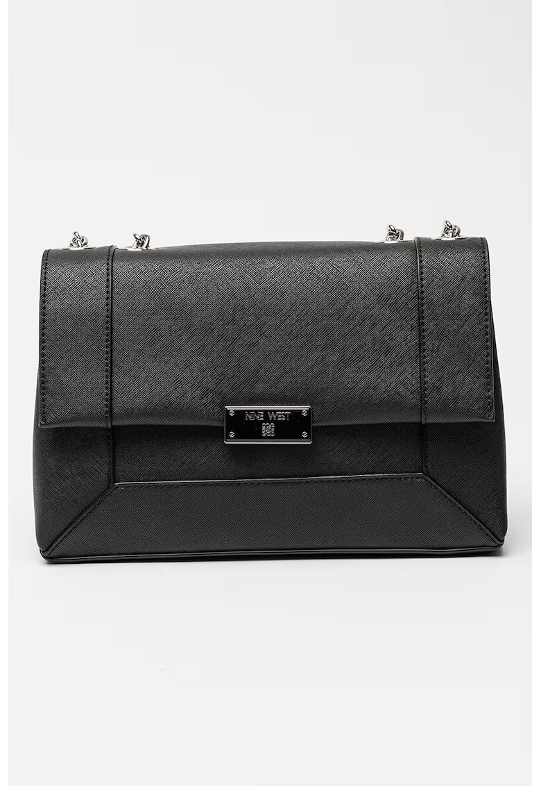 NINE WEST Geanta de piele ecologica cu bareta de umar din lant - Negru