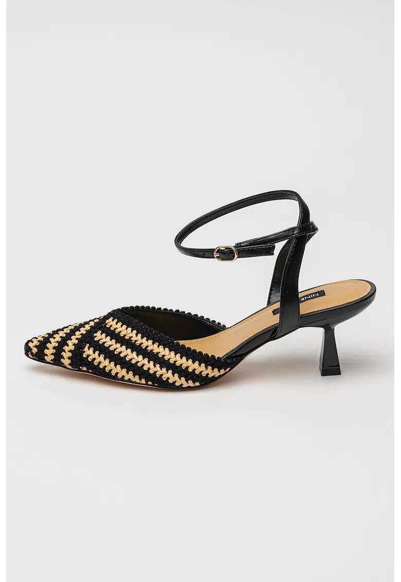 NINE WEST Pantofi cu vart ascutit si catarama Rossa - Negru/Bej deschis