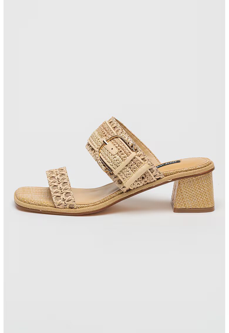 NINE WEST Papuci cu toc masiv Ebels - Auriu/Bej