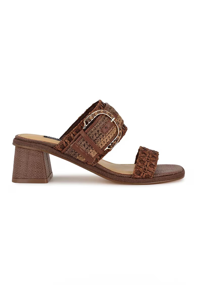 NINE WEST Papuci cu toc masiv Ebels - Maro inchis