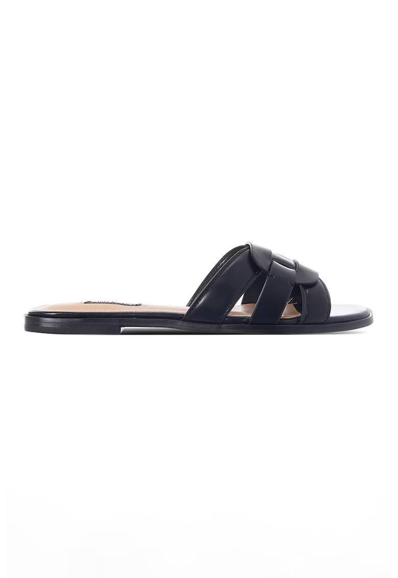 NINE WEST Papuci din piele ecologica cu talpa plata Glorie - Negru