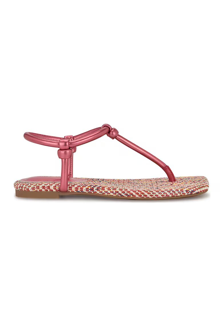 NINE WEST Sandale din piele ecologica cu bareta in T - Fucsia
