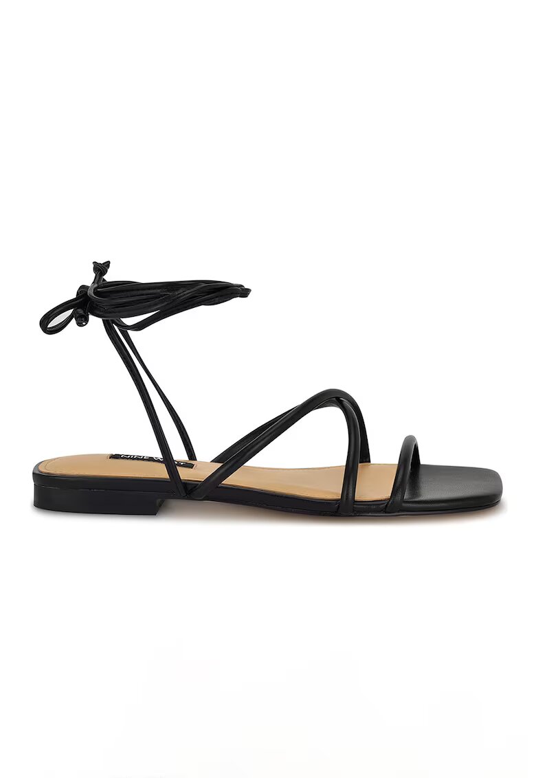 NINE WEST Sandale din piele ecologica cu talpa plata si varf patrat Mikila - Negru