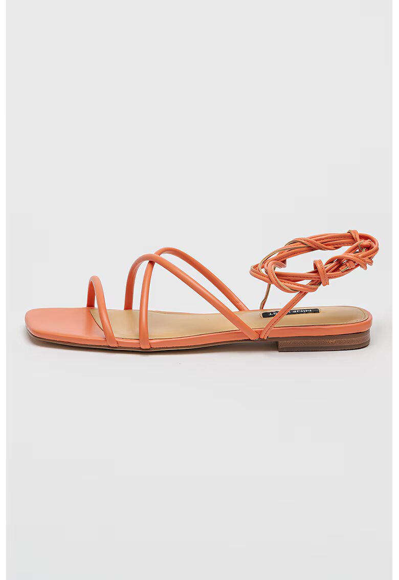 NINE WEST Sandale din piele ecologica cu talpa plata si varf patrat Mikila - Portocaliu