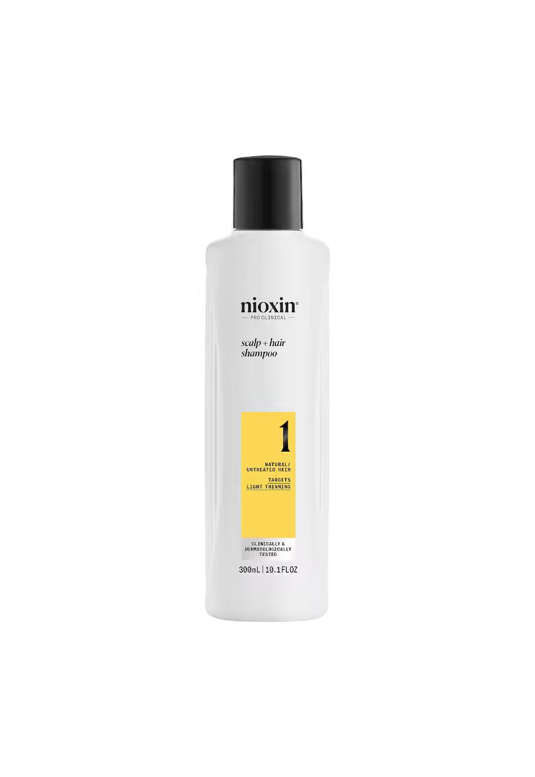 Nioxin Sampon profesional fortifiant impotriva ruperii System 1 Scalp + Hair pentru par natural cu aspect usor subtiat - 300 ml