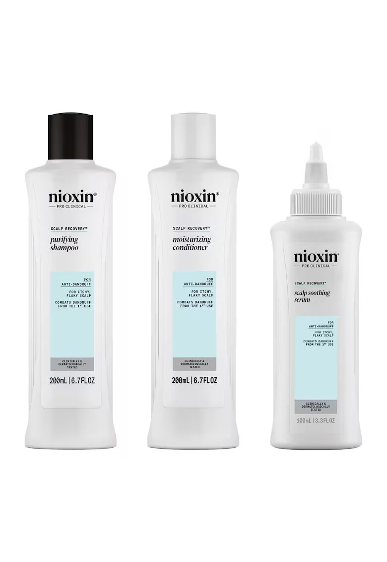 Nioxin Set profesional antimatreata System Recovery pentru scalp iritat cu mancarimi: Sampon - 200 ml + Balsam - 200 ml + Tratament - 100 ml