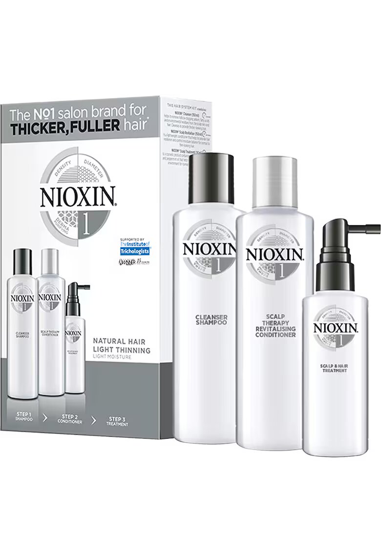 Nioxin Set System Kit 1 pentru par si scalp - Sampon 150 ml - Balsam 150 ml - Tratament pentru scalp 50 ml Unisex