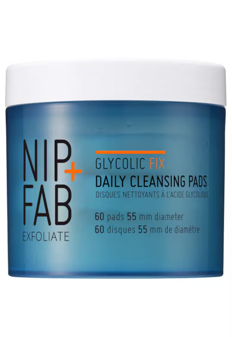 NIPFAB Dischete pentru curatare zilnica a fetei Glycolic Fix - 60 buc