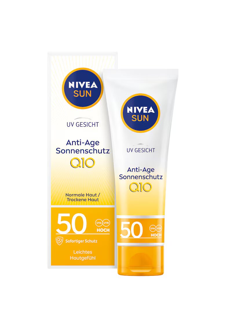Nivea Crema de fata pentru protectie solara cu efect anti-rid si anti-pigmentare Sun Q10 - SPF 50 - 50 ml