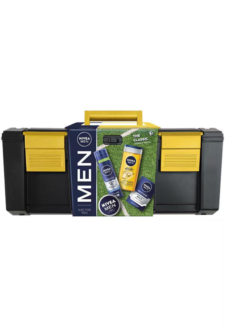Nivea Men Set Toolbox Classic: Crema Creme - 75 ml + Gel pentru ras Protect & Care - 200 ml + Balsam dupa ras Protect & Care - 100 ml + Gel de dus Active Energy - 250 ml