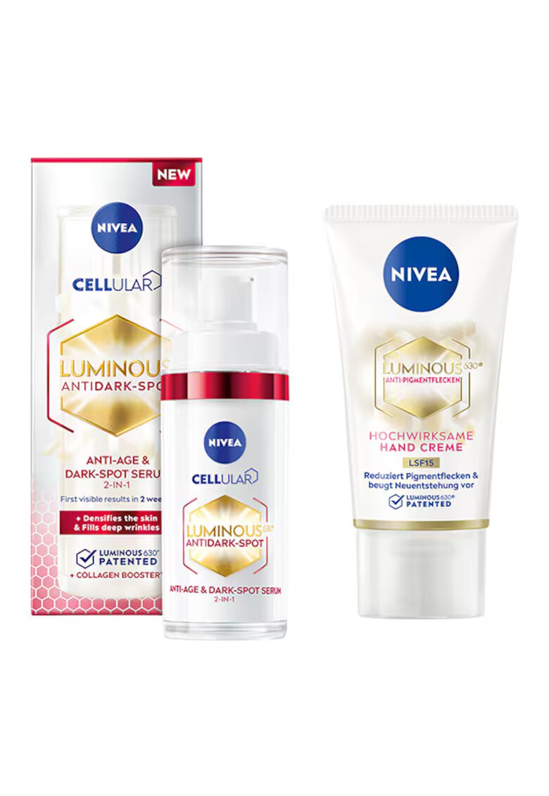 Nivea Pachet: Serum tratament antirid Luminous - 30 ml + Crema de maini Luminous - 50 ml