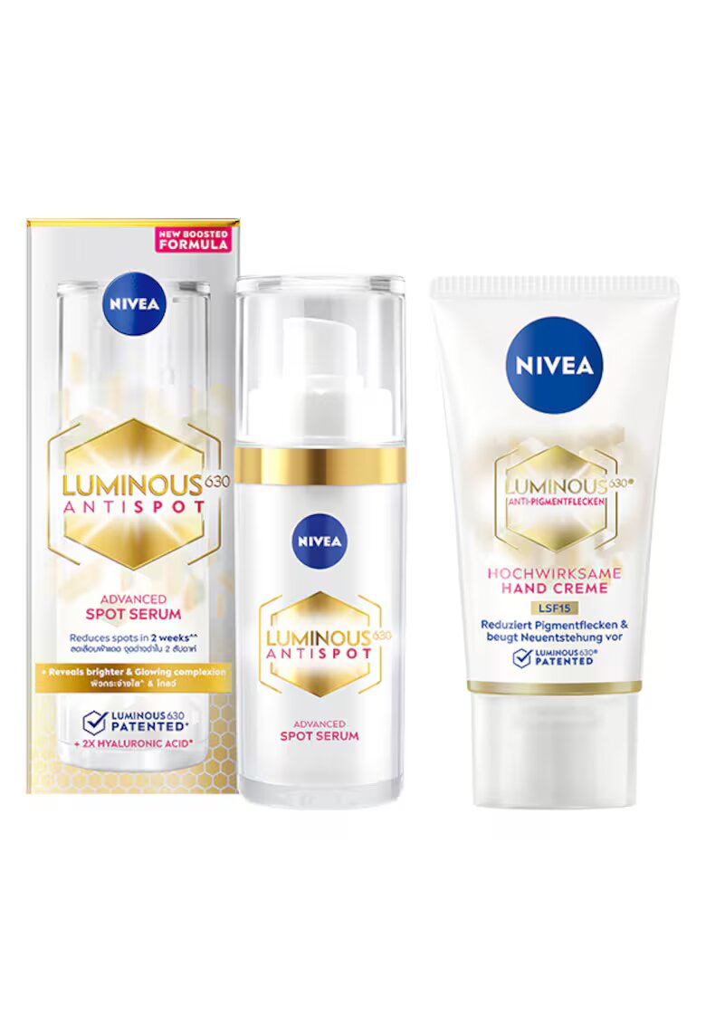 Nivea Pachet: Serum Tratament Luminous - 30 ml + Crema de maini luminous - 50 ml