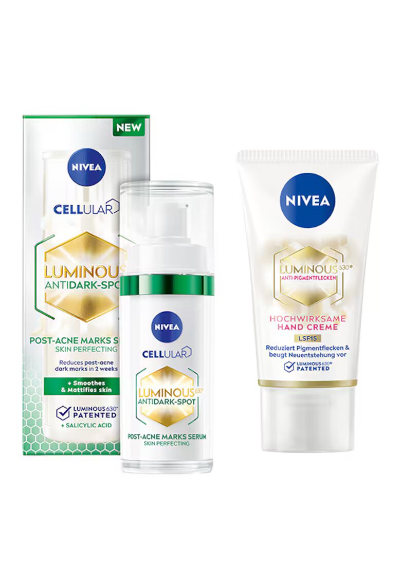 Nivea Pachet: Serum tratament post-acnee luminous - 30 ml + Crema de maini luminous - 50 ml
