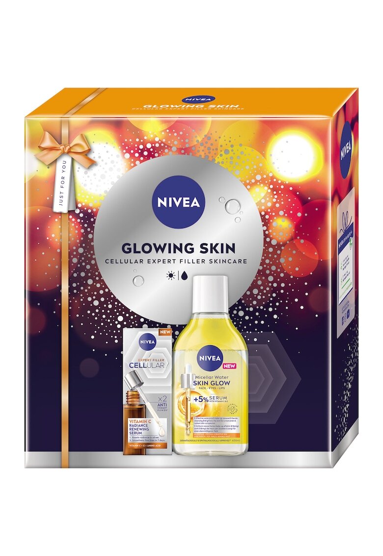 Nivea Set: Serum Cellular Filler Vitamin C 30 ml + Apa micelara Skin Glow 400 ml
