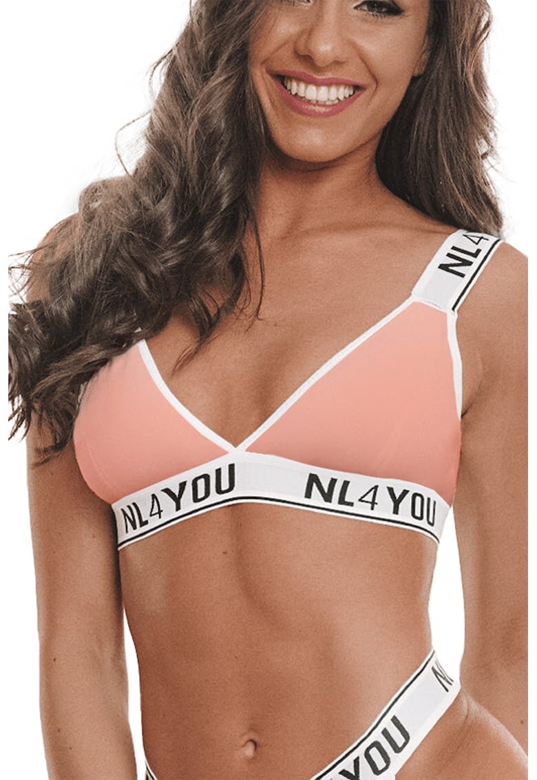 NL4YOU Bustiera cu logo Barbie - Alb/Piersica