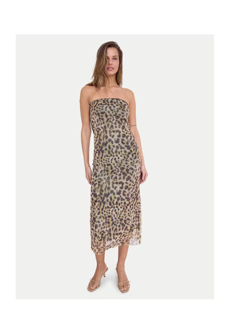 Noisy May Rochie de vara cu animal print 27033993 - Poliester reciclat - Maro