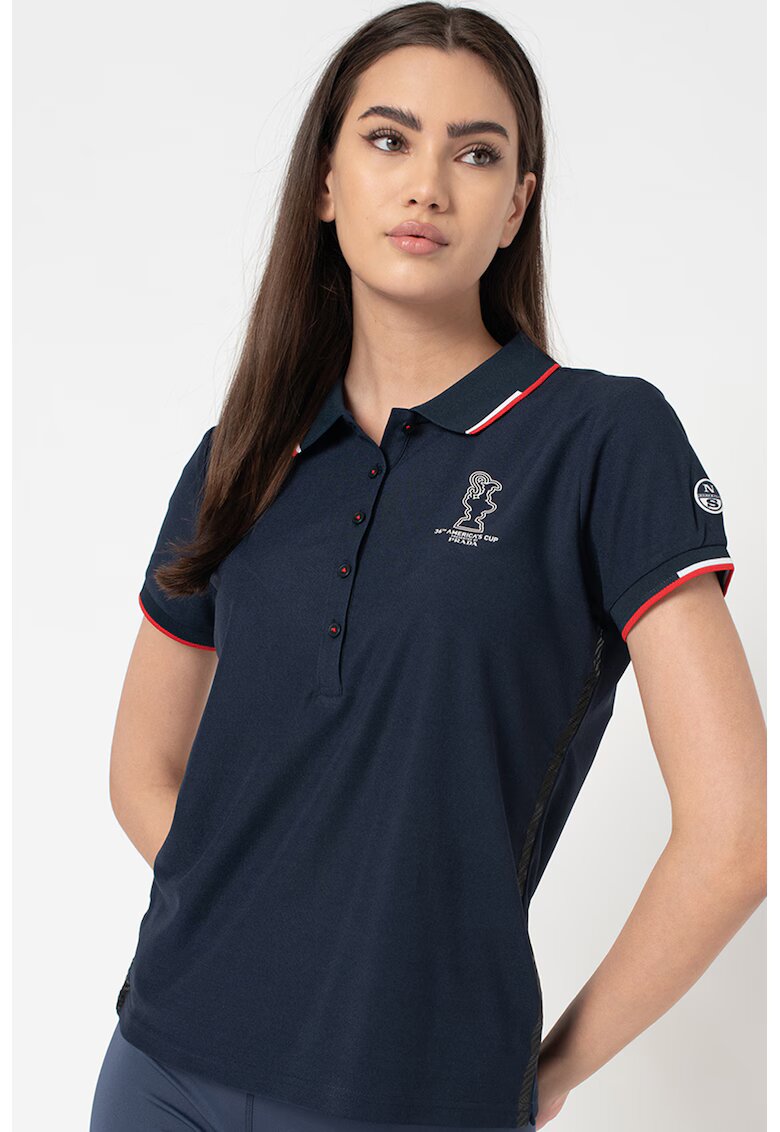 North Sails by Prada Tricou polo slim-fit Aurora - Rosu/Alb/Bleumarin