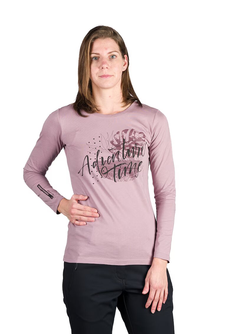 NORTHFINDER Bluza de bumbac organic cu imprimeu Diya - Roz somon