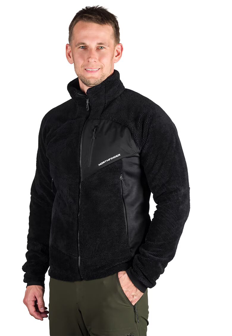 NORTHFINDER Bluza de trening cu fermoar si buzunare laterale pentru drumetii Ludwik - Negru