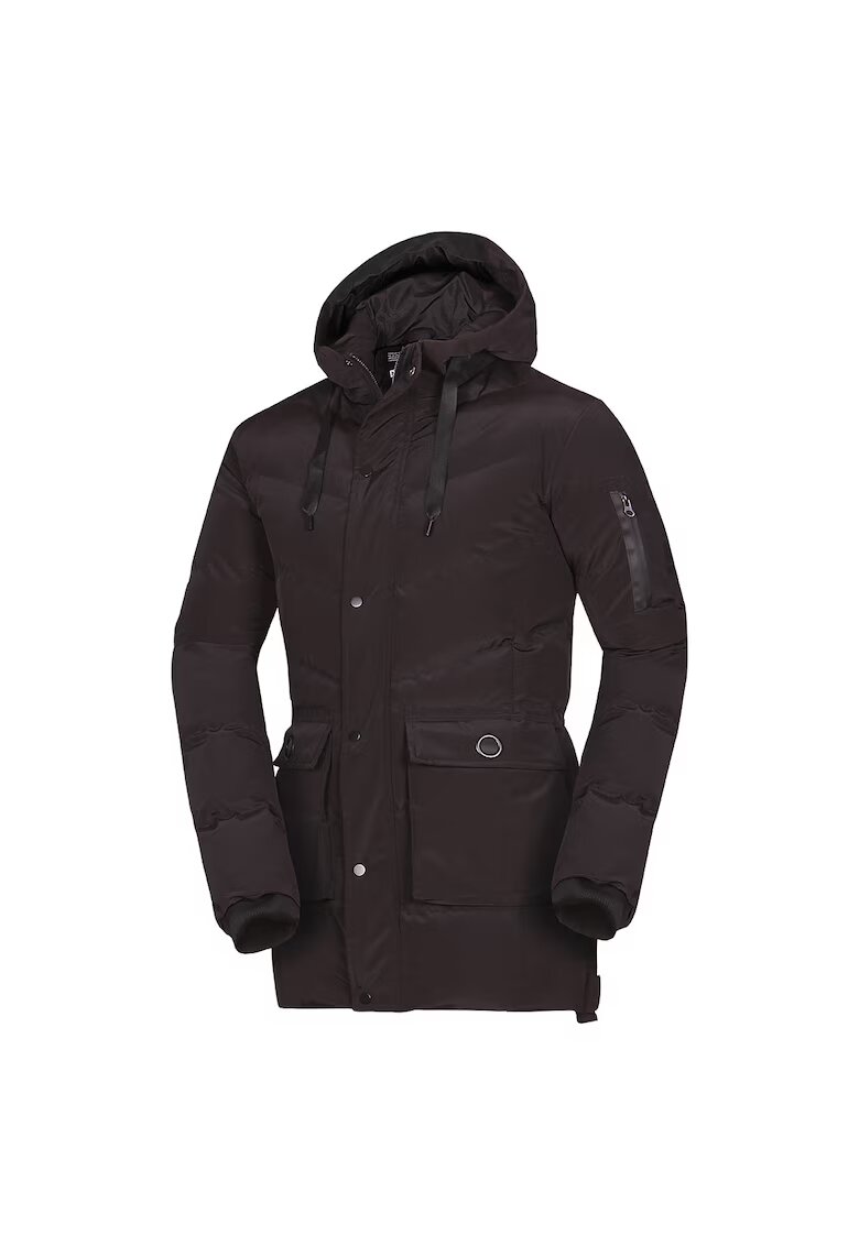 NORTHFINDER Jacheta izolata casual barbateasca cu gluga 3D fixa Domenico - Negru