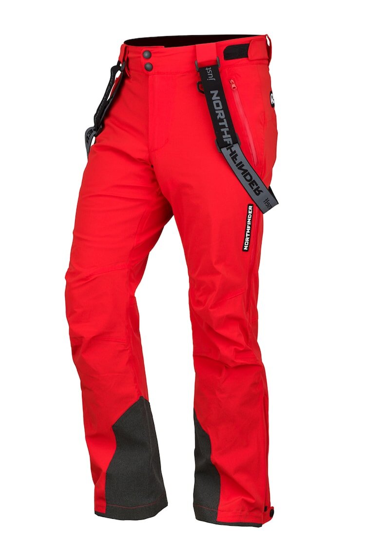 NORTHFINDER Pantaloni impermeabili si rezistenti la vant - pentru schi Howard - Negru/Rosu vermillion