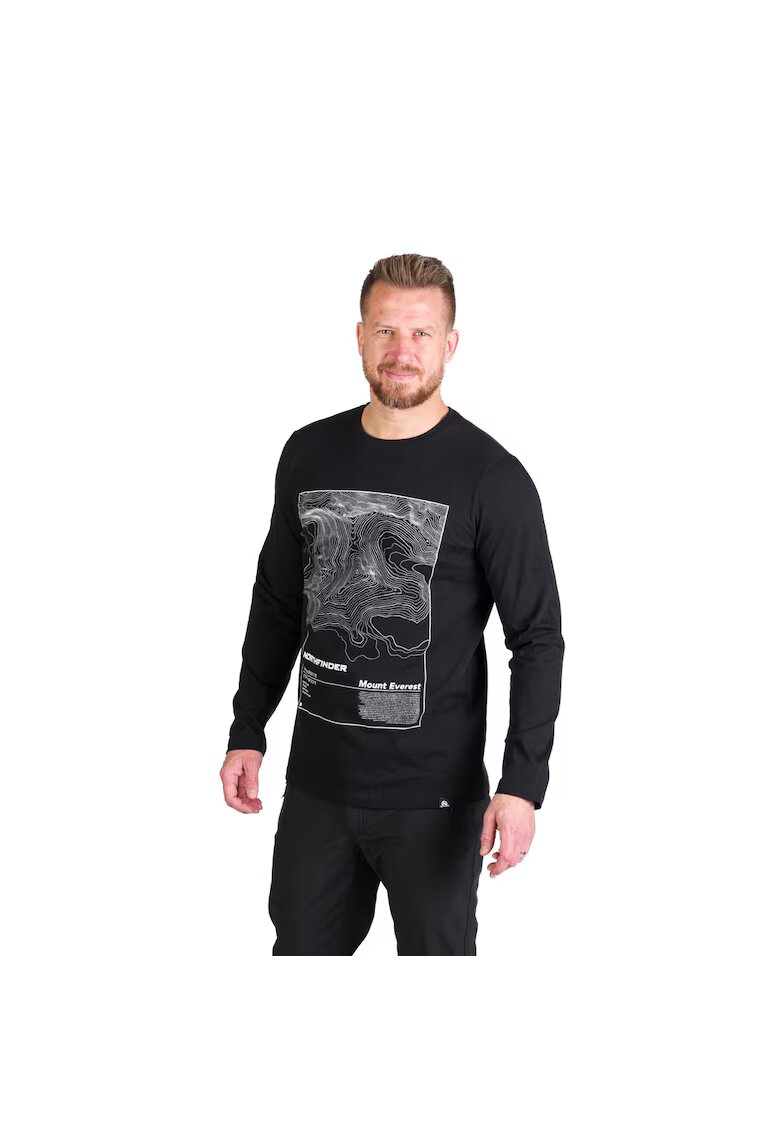 NORTHFINDER Tricou bumbac cu maneca lunga barbati Henderson - Negru